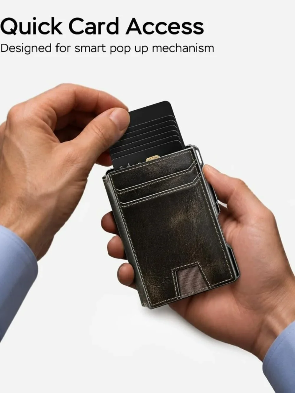 Genuine Leather Slim Minimalist Wallet for Men - RFID Blocking, Stylish